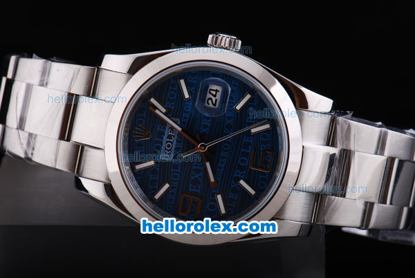 Rolex Datejust Automatic with Blue Dial and Smooth White Bezel - Click Image to Close